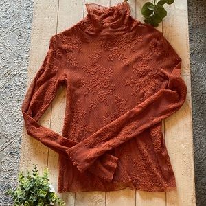 NWOT Free People Lace Turtle Neck